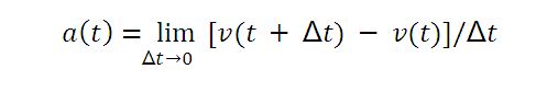 instantaneous acceleration  / derivation/ problem solving
a(t) = dv(t)/dt