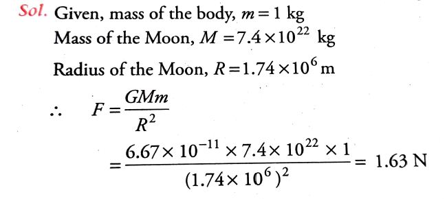 Solution of Gravitation numerical problem worksheet - Q1
