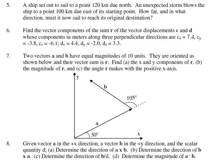 Numerical problem on Vector Physics - set 1 (Q5 to Q8)