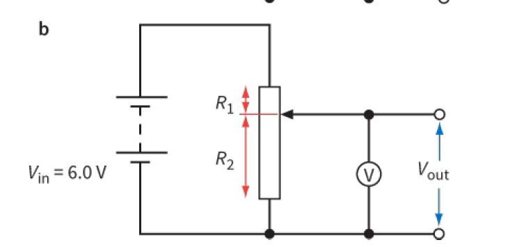 Potential divider with a variable resistor