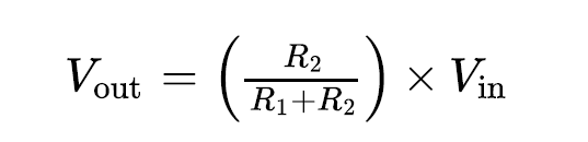 Potential divider equation  Vout = [R2/(R1 + R2)] x Vin