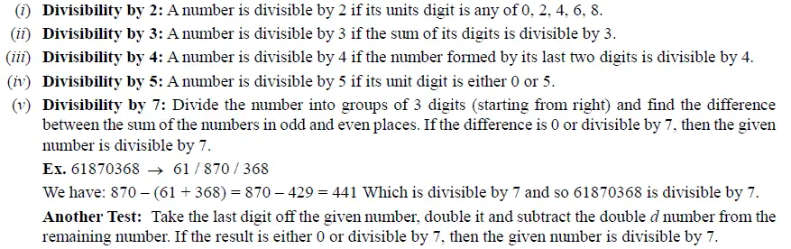 Tests of divisibility