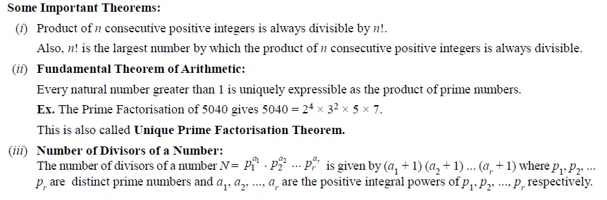 Some important theorems