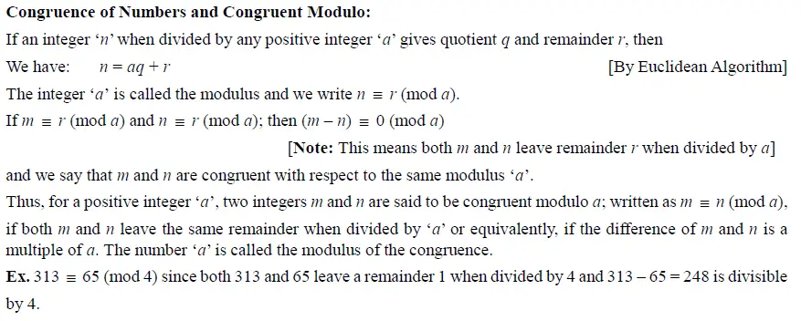 Number system notes - Congruence of numbers
