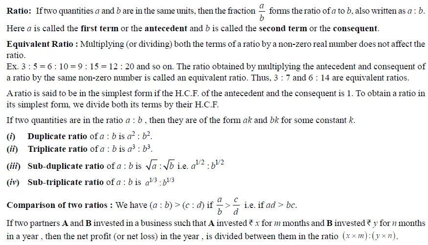 Ratio - Theory & Formulae 
