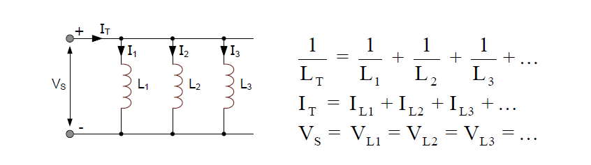  Inductors in parallel - circuit and formula sets