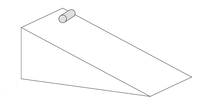 a cylinder starts rolling from the top of a ramp (inclined plane) - its motion is a combination of translational motion and rotational motion.