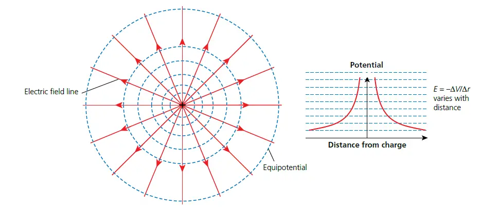 Equipotential lines for radial fields