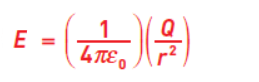 In a radial field: Electric field strength due to a charge is expressed with the following formula: